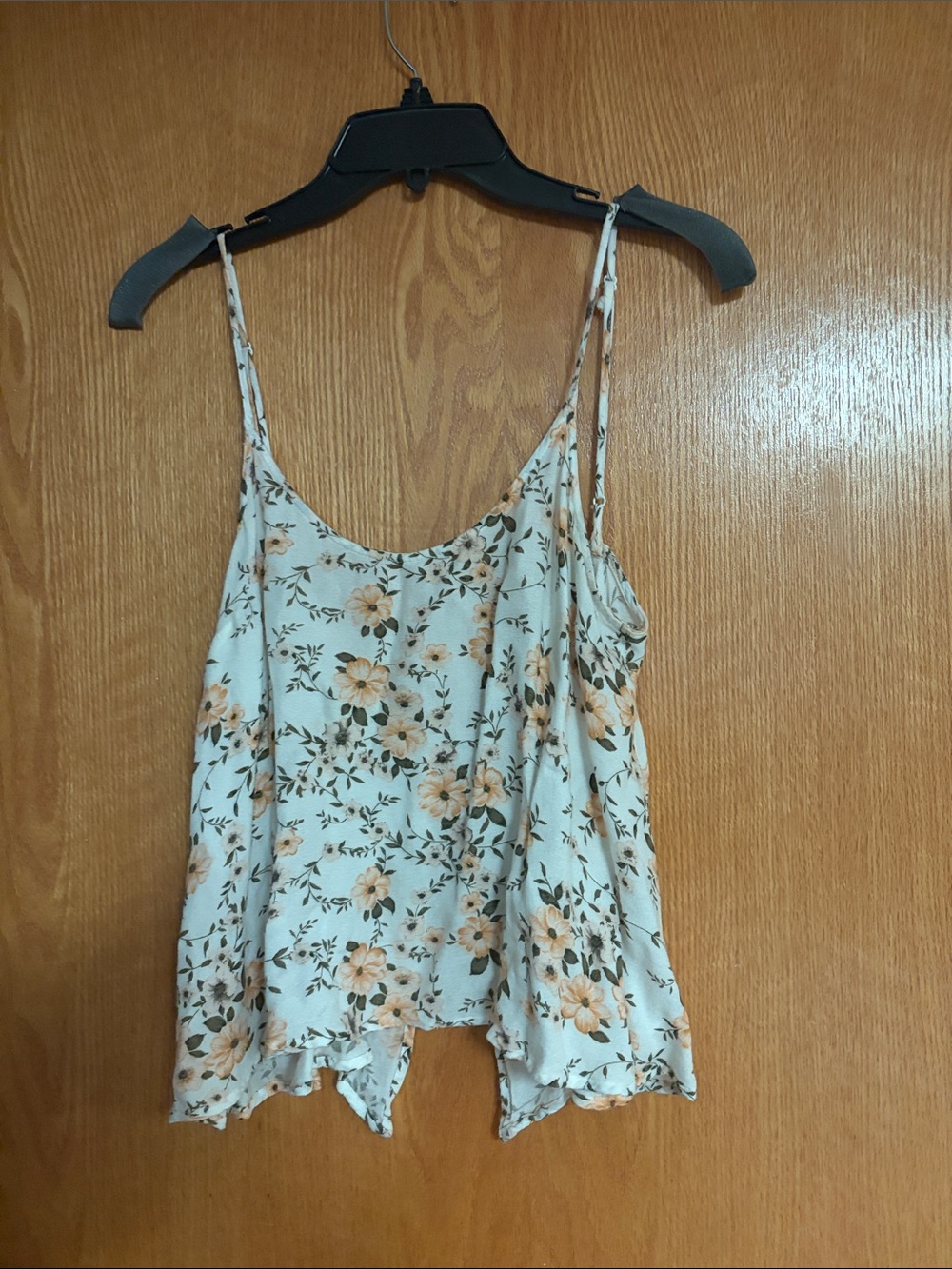 Floral Spaghetti-Strap Camisole in Cream with Peach Blooms